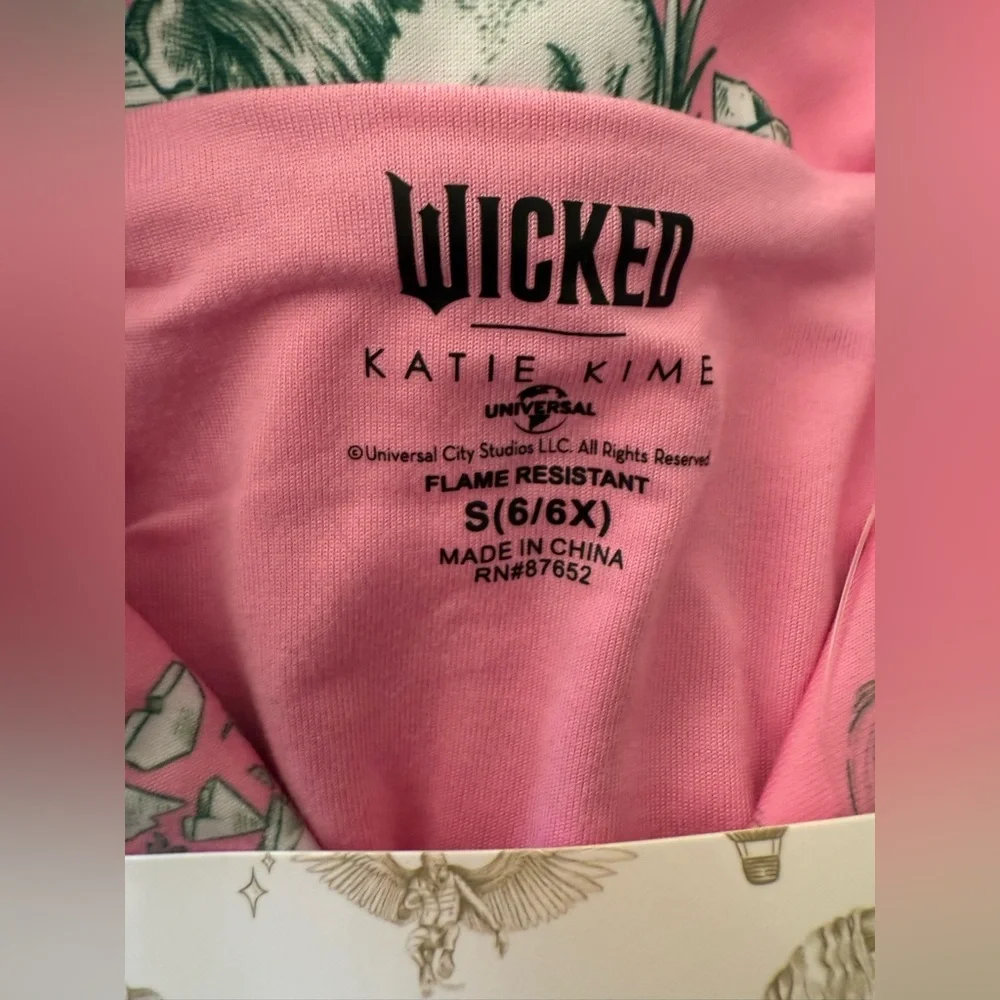 Girls Wicked Katie Kime 2pc Short Sleeve Button Down Shirt Pants Pajama Set Pink